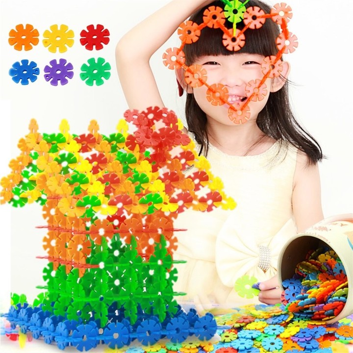 100Pcs Colorful Plastic Snowflake Building Blocks Puzzle Educational Toy
