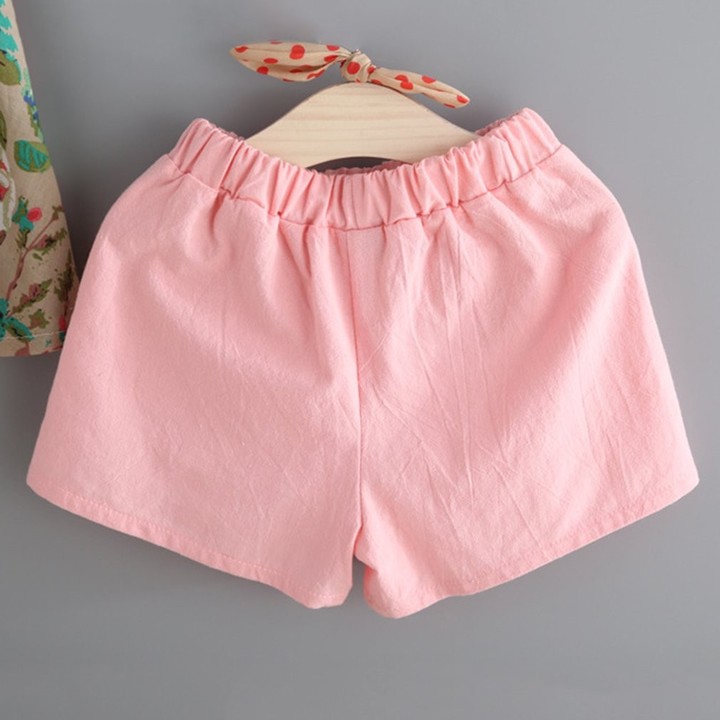 Summer Kids Girls Outfits Sleeveless Fashion Floral Print Dress With Shorts