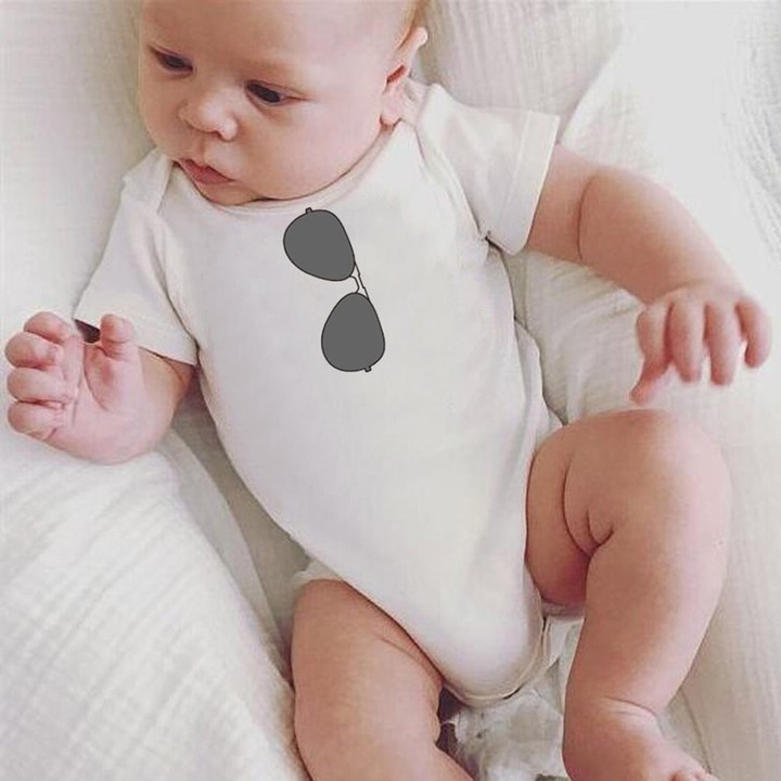 Summer Infant Unisex Sunglasses Printed Short Sleeve Bodysuit Romper Outfits