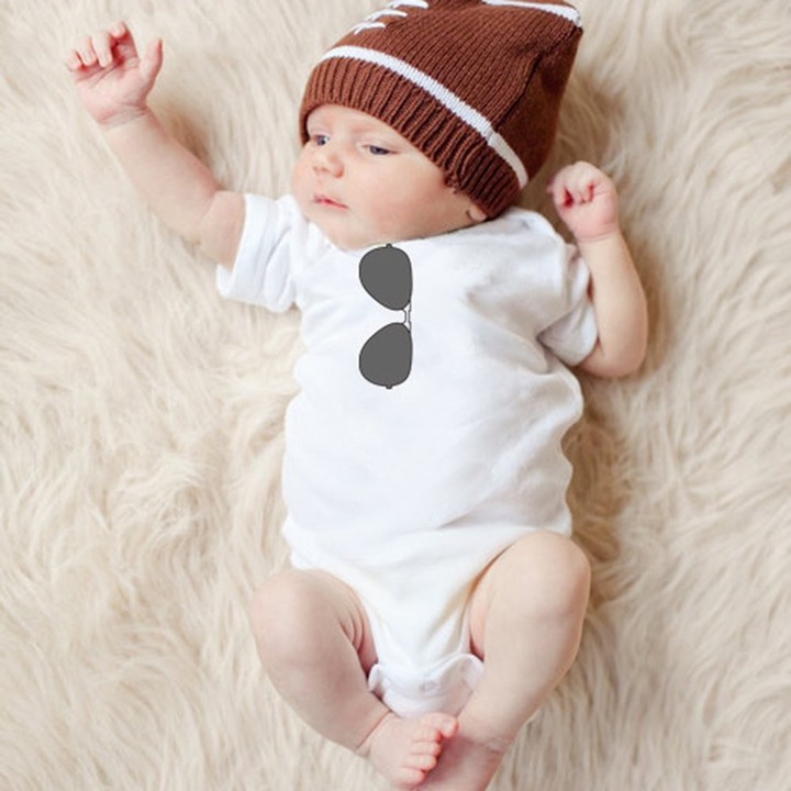 Summer Infant Unisex Sunglasses Printed Short Sleeve Bodysuit Romper Outfits