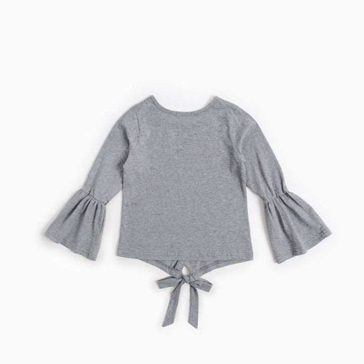Kids Girls T-shirt Printed Long Flare Sleeve Cotton Tee Tops Children Clothes