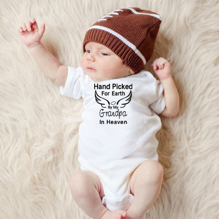 Baby Short Sleeve Romper Angel Wings &amp; Letter Printed Bodysuit Pullover