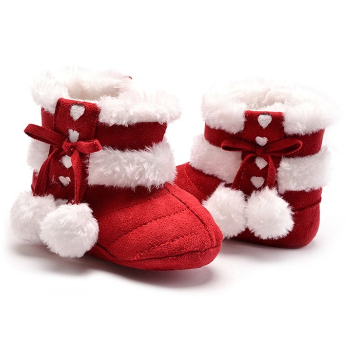 Winter Warm Newborn Baby Infant Shoes with Cute Pompon Baby Toddler Shoes