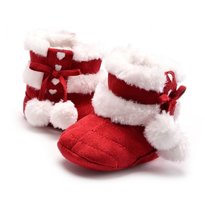 Winter Warm Newborn Baby Infant Shoes with Cute Pompon Baby Toddler Shoes