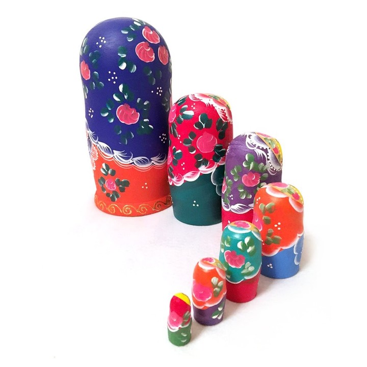7pcs Russian Doll Girl Russian Nesting Dolls Handmade Wooden Wishing Dolls
