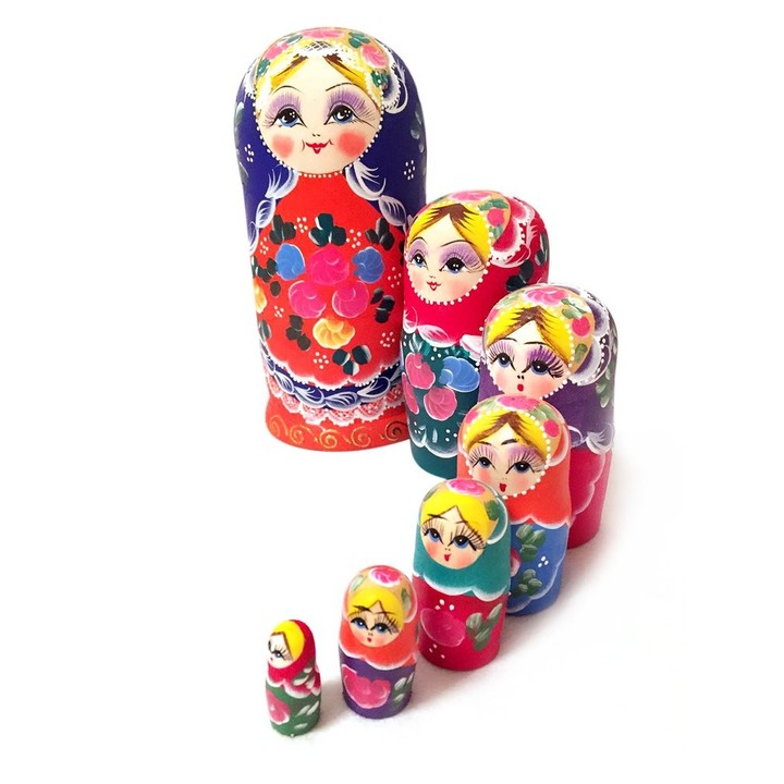 7pcs Russian Doll Girl Russian Nesting Dolls Handmade Wooden Wishing Dolls