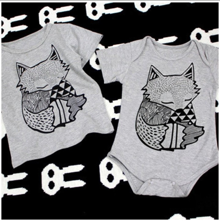 Summer Cotton Baby Short Sleeve Romper Fox Pattern Printed Boys Girls Bodysuit