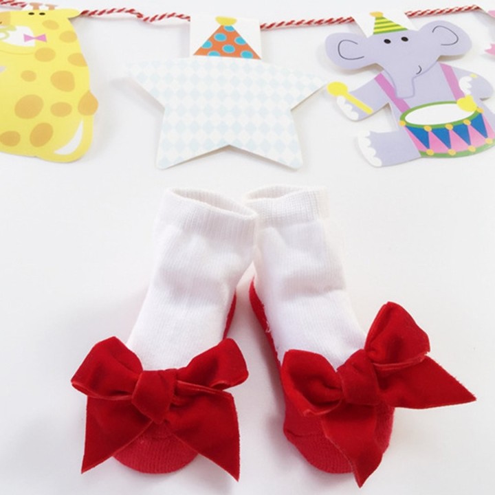 1 Pair Sweet Baby Girls Kids Suede Bowknot Socks Infants Cotton Princess Socks