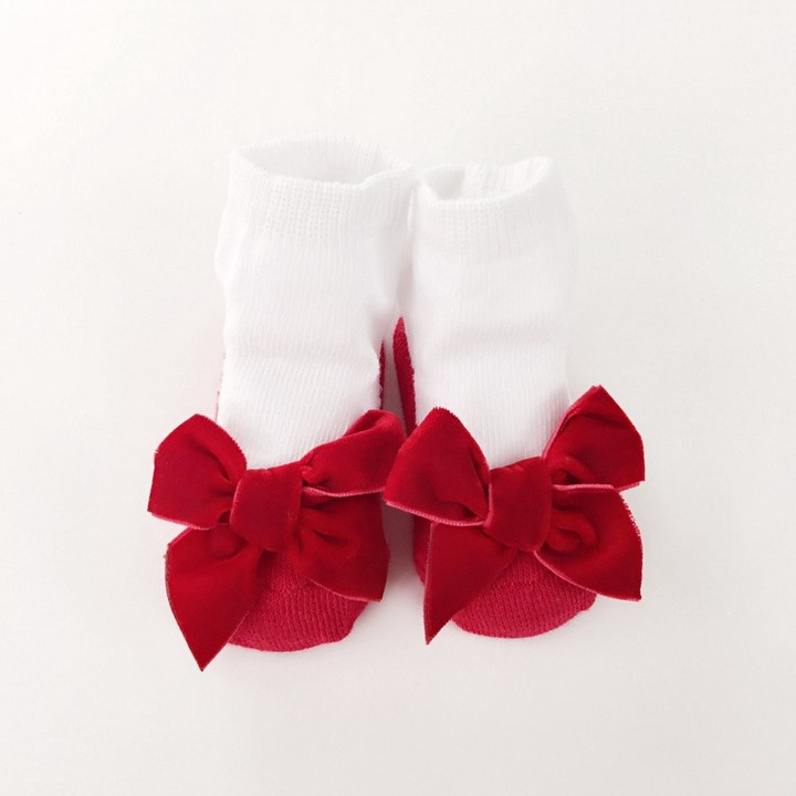 1 Pair Sweet Baby Girls Kids Suede Bowknot Socks Infants Cotton Princess Socks