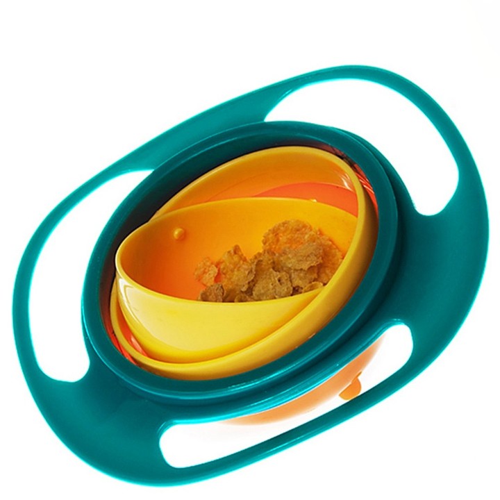 360 Degree Rotation Baby Feeding Dishes Unique Spill-Proof Dishes Gyro Bowl