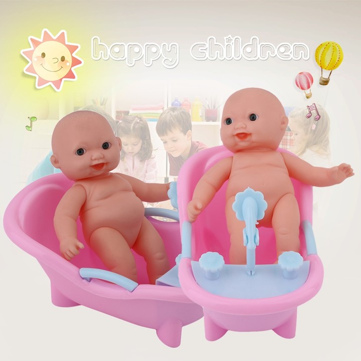 Simulated Infant Early Educational Play Set Doll Handmade Baby Bath Bathtub