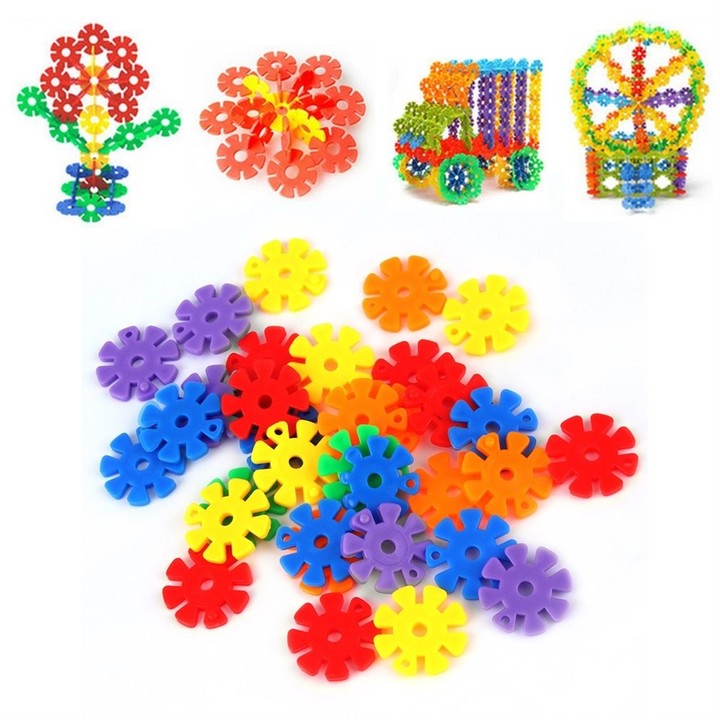 100Pcs Colorful Plastic Snowflake Building Blocks Puzzle Educational Toy