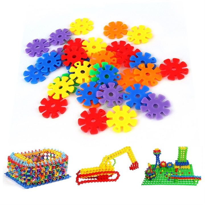 100Pcs Colorful Plastic Snowflake Building Blocks Puzzle Educational Toy