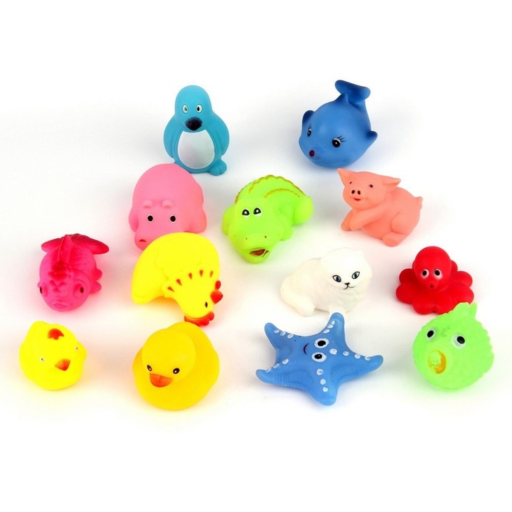 13pcs Different Squeaky Floating Animals Ocean Rubber Baby Bath Bathing Toys