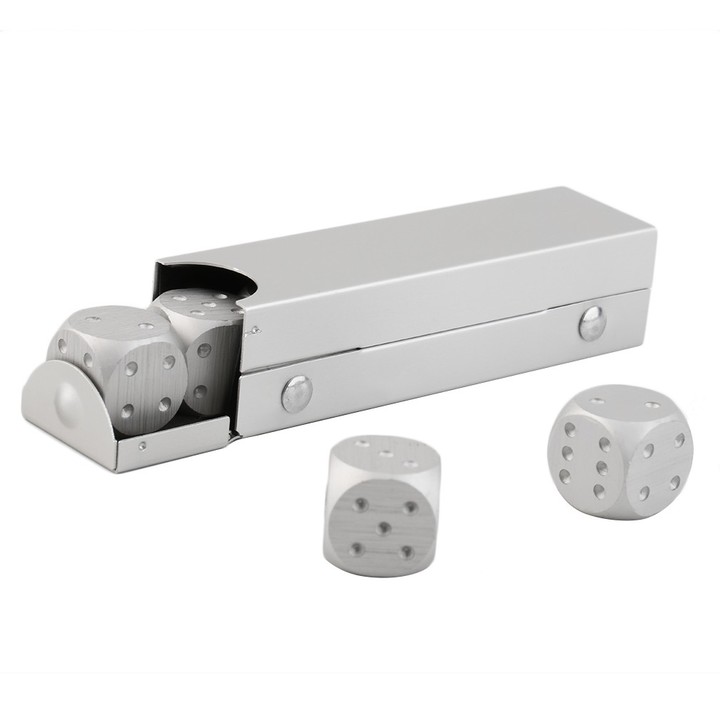 5pcs/set Aluminum Alloy Dice Set Metal Case Gift for Party Home Play Games