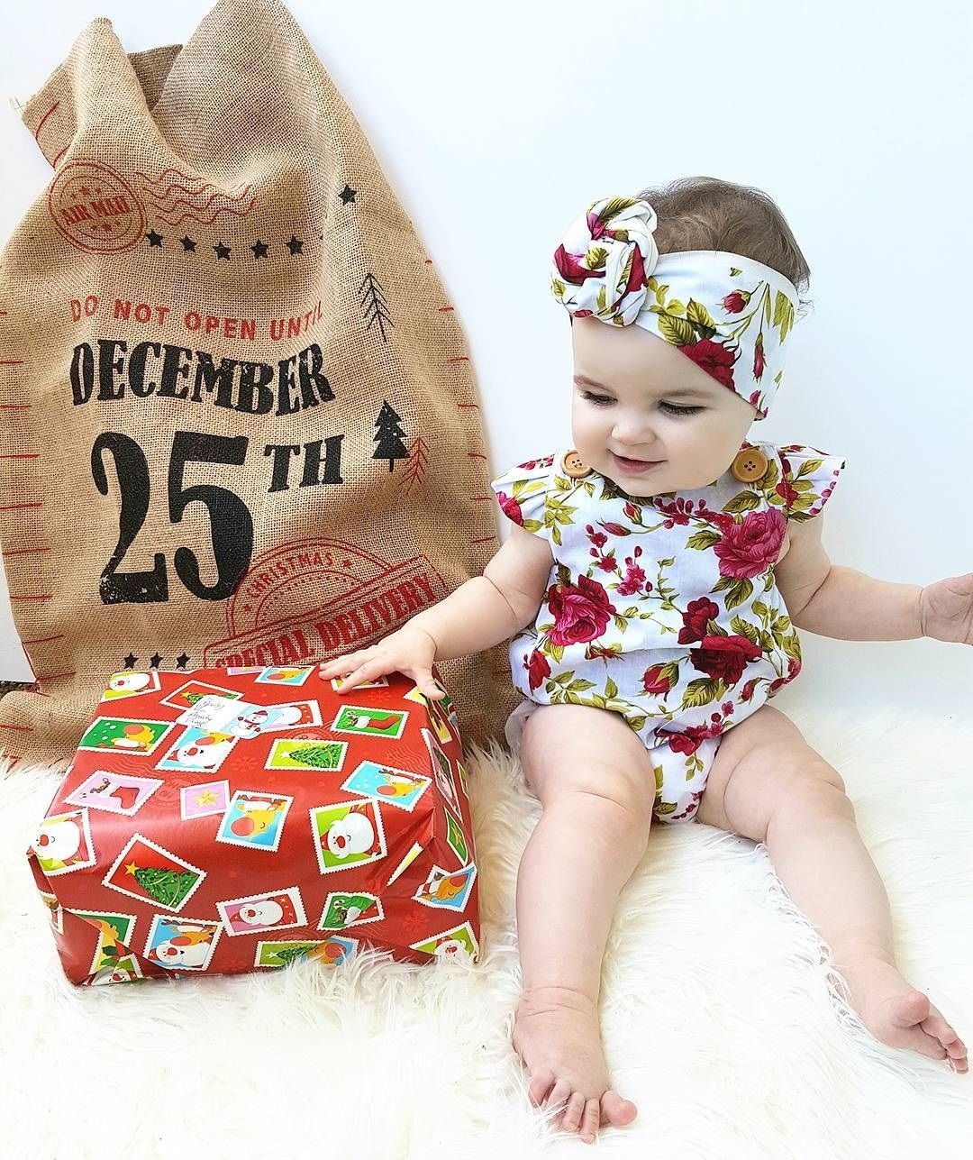 Cute Floral Romper 2pcs Baby Girls Clothes Jumpsuit Romper Headband Toddler Newborn Outfits Set