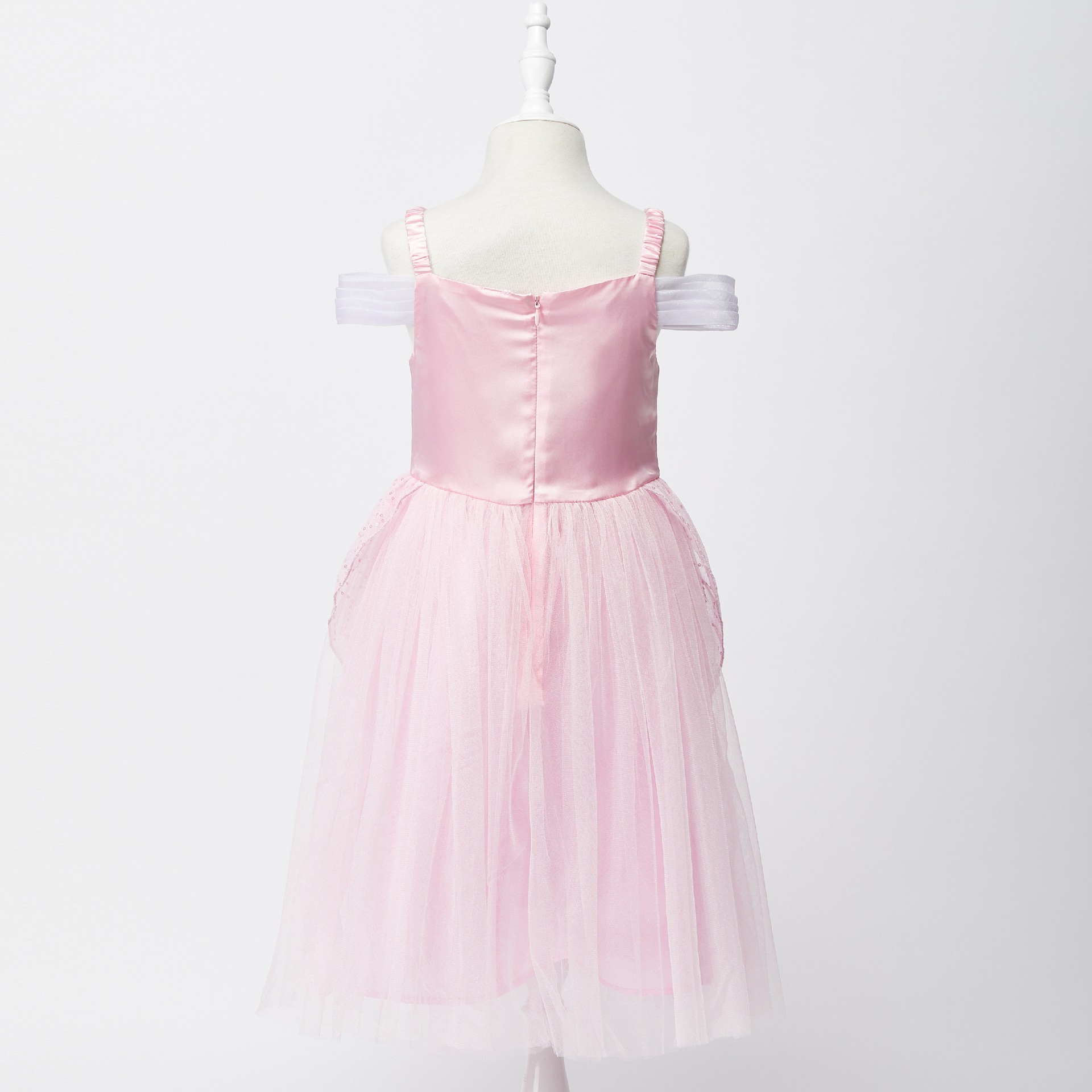Disney genuine new princess Arlo dress mesh ice silk show Dress Girls summer dress necklace set box