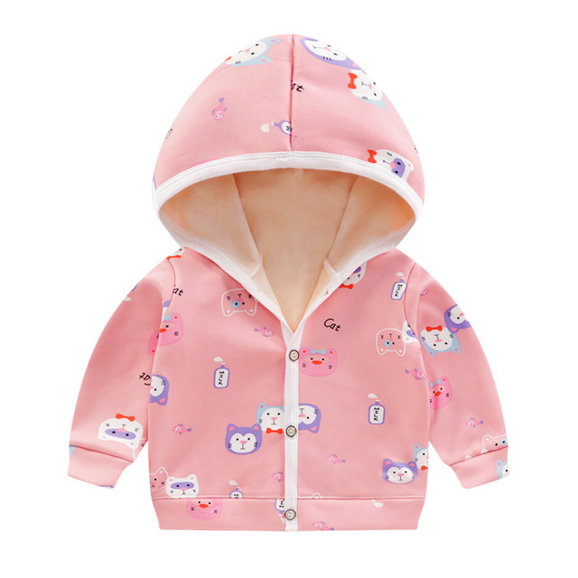 Children new autumn and winter girls&apos; Plush coat infant hooded cardigan