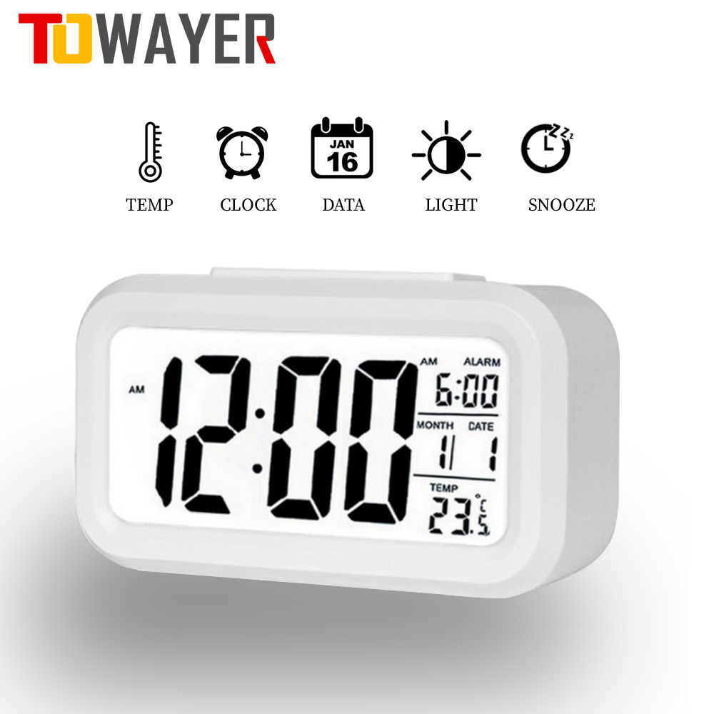 Electric Table Clock Electronic Digital Alarm Clock with LED Screen Desktop Clock