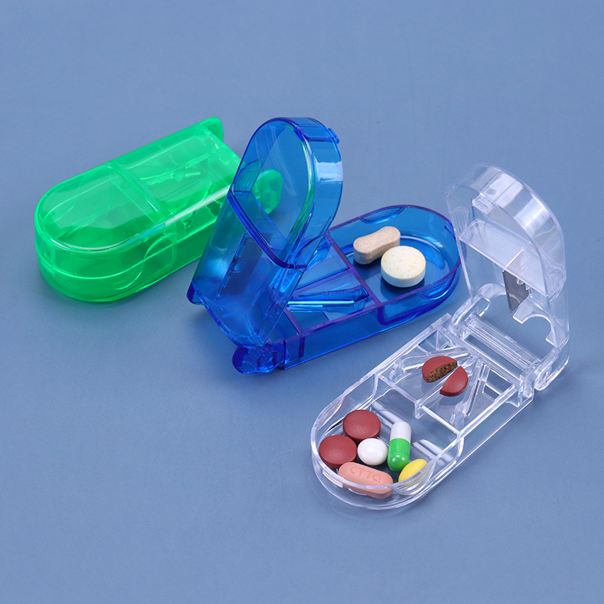 1PC Pill Cutter Box Portable Drug Box Tablet Cutter Splitter Medicine Pill Holder Pill Cutter Box