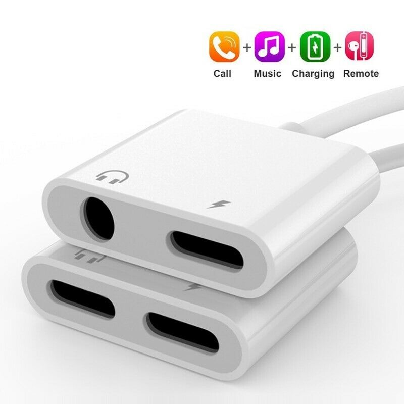 2 in 1 Headphone Adapter for iPhone 12 Charging Cable for iPhone 7/8/8 Plus/X/XR/XS