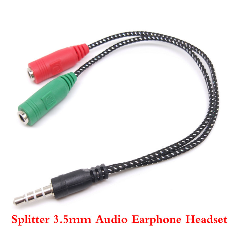 2 In 1 Cable Adapter Splitter 3.5mm Audio Earphone Headset To 2 Female Jack Headphone