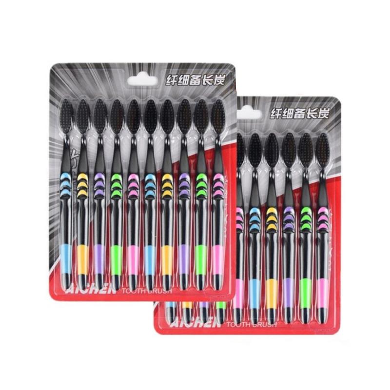 10pcs/pack Adult Family Portable Soft Bristle Bamboo Deep Clean Gums Whitening Remove