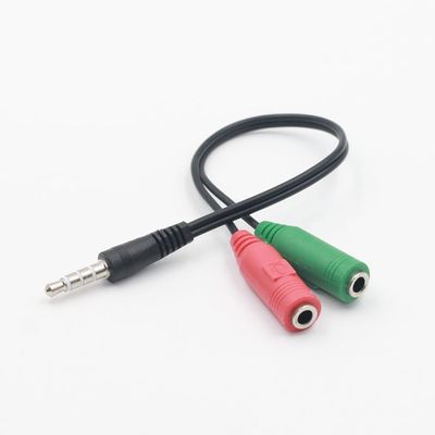 Audio Stereo Plug 3.5mm 1 Male to 2 Female Adapter Cable Spliter Connector microphone and headphone