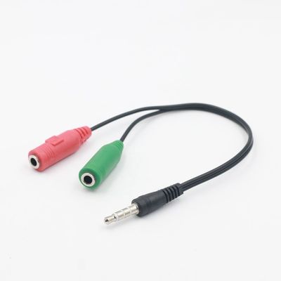 Audio Stereo Plug 3.5mm 1 Male to 2 Female Adapter Cable Spliter Connector microphone and headphone