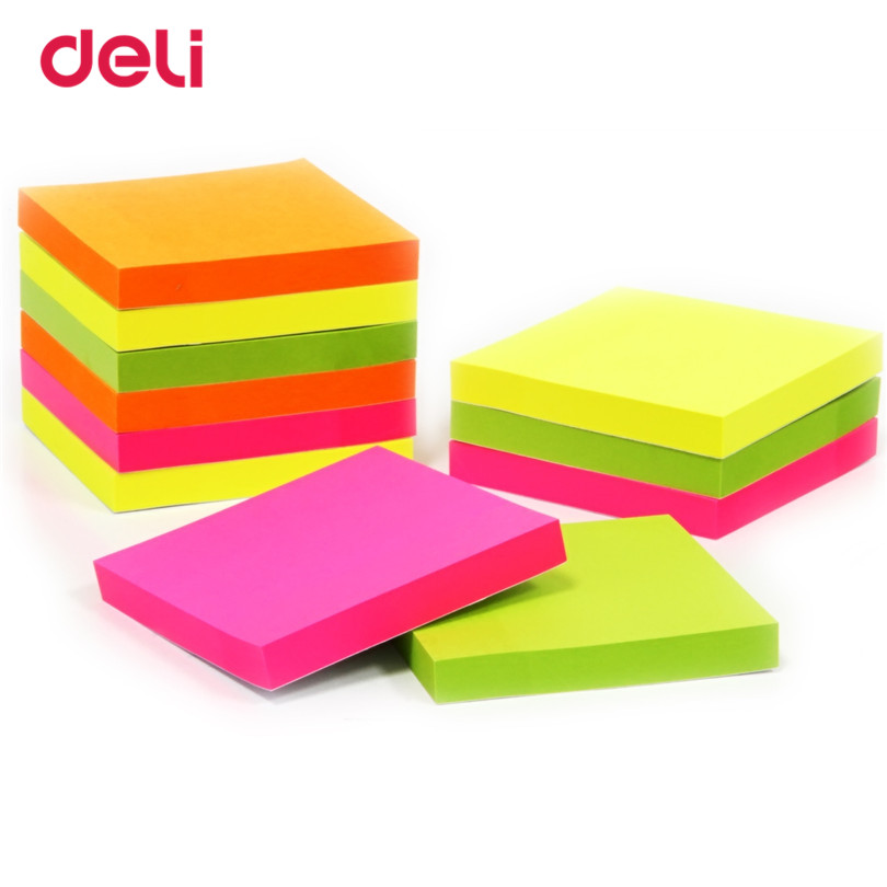 Deli 100 sheets Self Adhesive Memo Pad Sticky school &amp; office stationery Candy Color Sticky