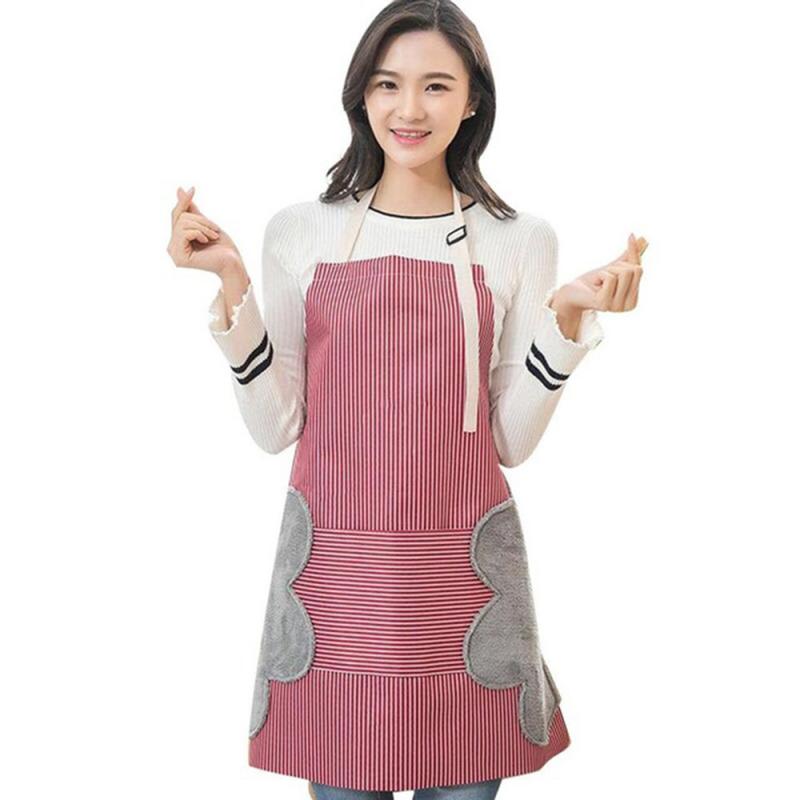 1pc Apron Waterproof Oil-Proof Kitchen Waist Apron With Side Hand Towel Kitchen Cookware