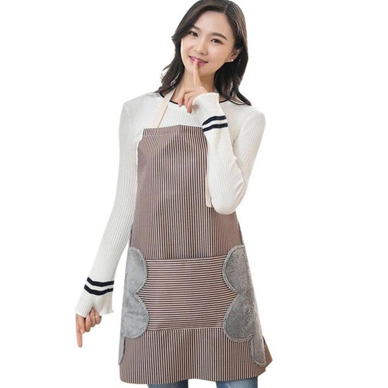 1pc Apron Waterproof Oil-Proof Kitchen Waist Apron With Side Hand Towel Kitchen Cookware
