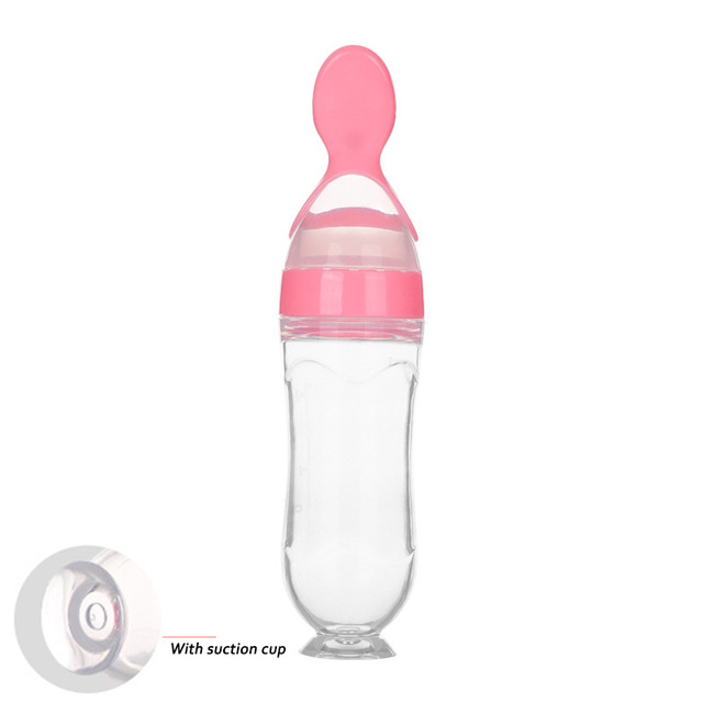 90ML Safe Newborn Baby Feeding Bottle Toddler Silicone Squeeze Feeding Spoon Milk Bottle Baby