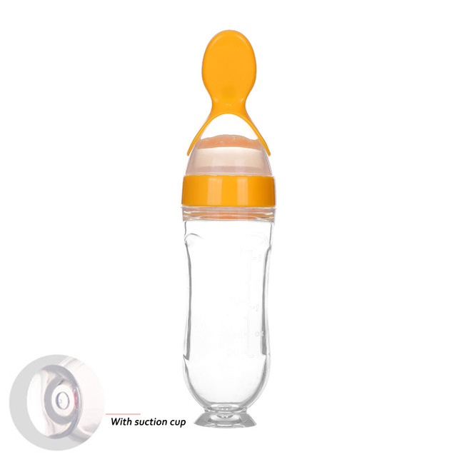 90ML Safe Newborn Baby Feeding Bottle Toddler Silicone Squeeze Feeding Spoon Milk Bottle Baby