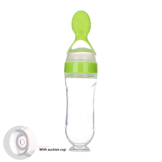 90ML Safe Newborn Baby Feeding Bottle Toddler Silicone Squeeze Feeding Spoon Milk Bottle Baby