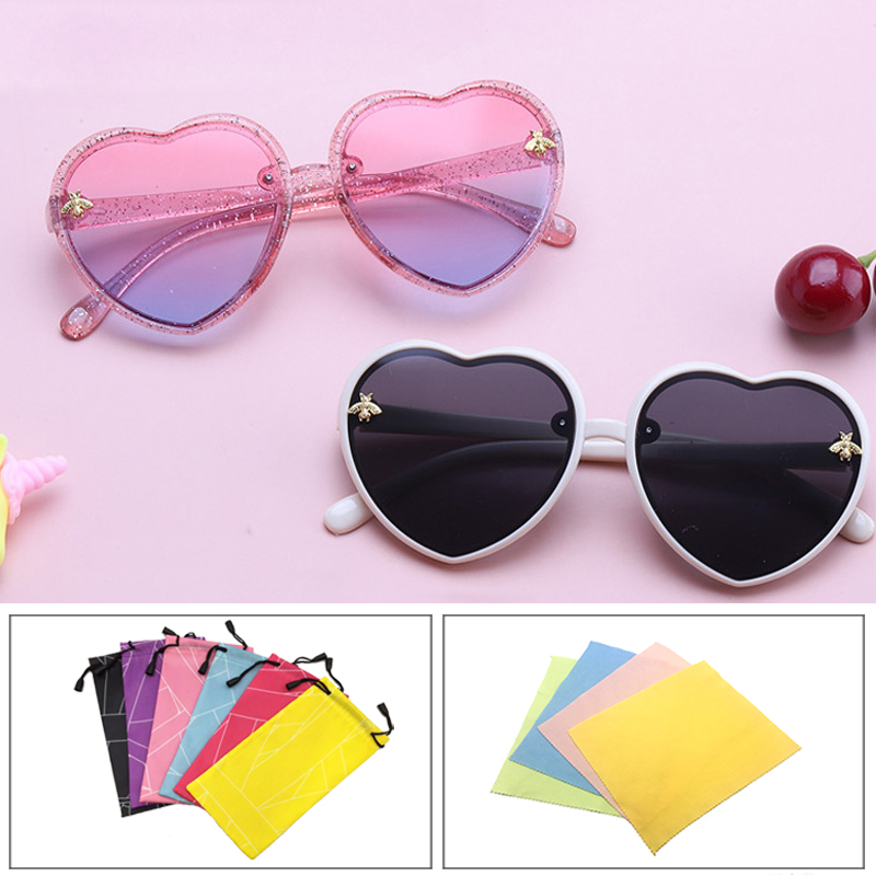 Heart Kids Sunglasses Children Retro Cute Cartoon Bee Pink Sun Glasses Frame Girls Boys Baby