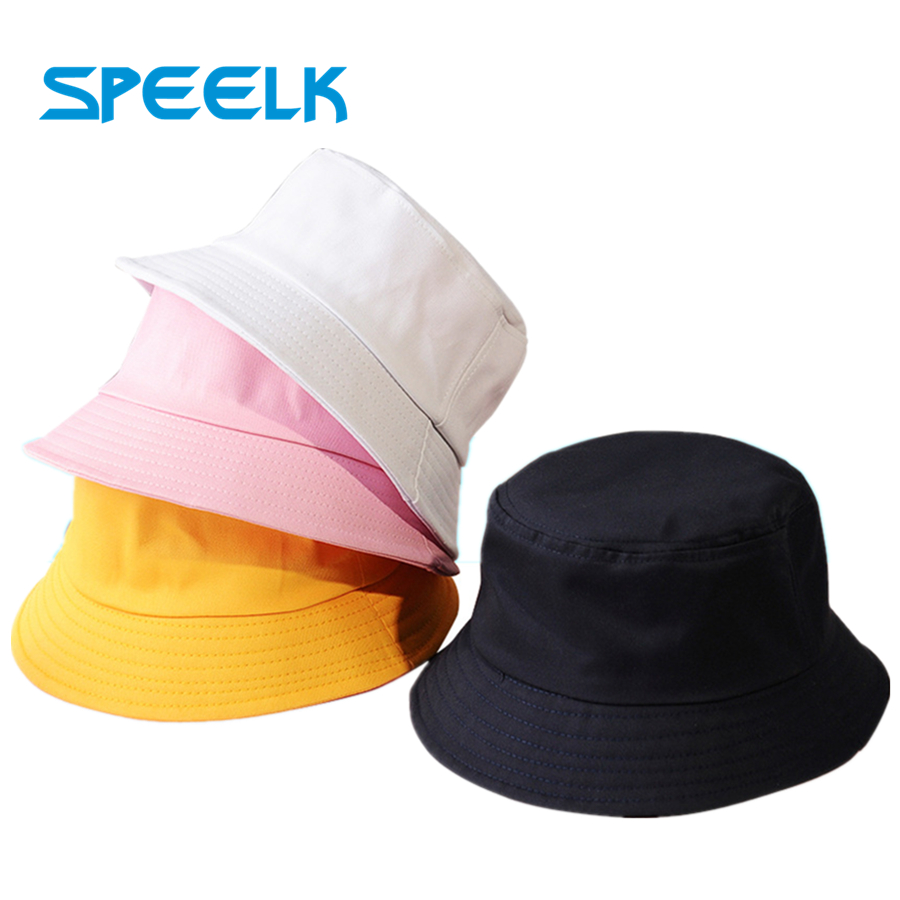 New Unisex Cotton Bucket Hats Women Summer Sunscreen Panama Hat Men Pure Color Sunbonnet Fedoras