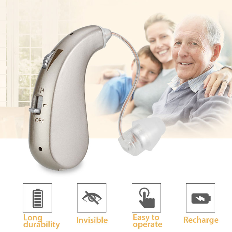 Rechargeable Digital Hearing Aid Severe Loss Invisible BTE Ear Aids High Power Amplifier
