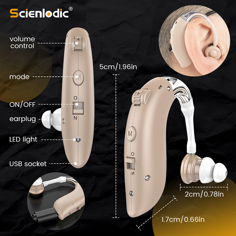 1PCS Mini Rechargeable Hearing Aid Digital BTE Hearing Aids Adjustable Tone Sound Amplifier Portable