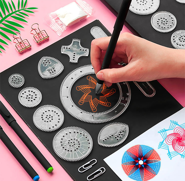 Spirograph Drawing Toys Set Interlocking Gears Wheels Painting Drawing Accessories Creative