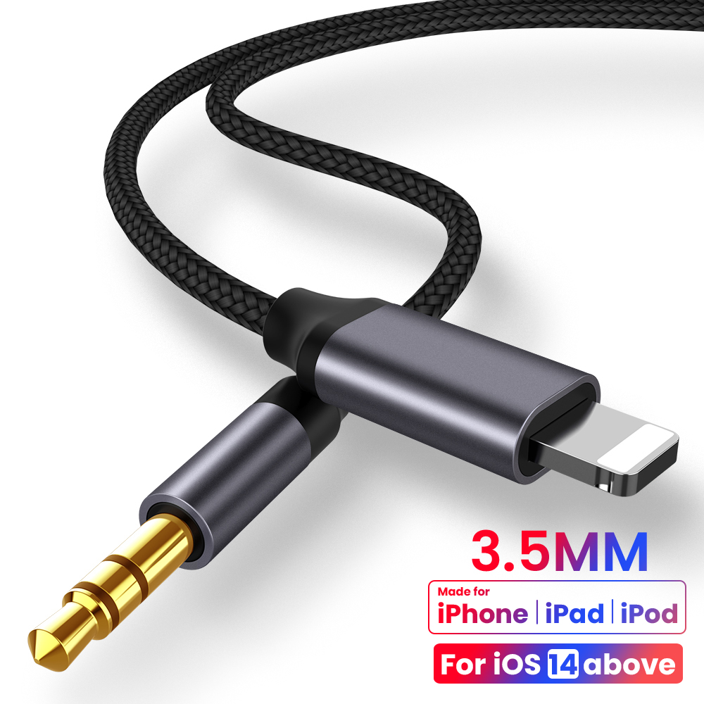 For Lighting to 3.5mm Jack Aux Cable Car Speaker Headphone Adapter for iPhone 11 Pro XS XR X 12