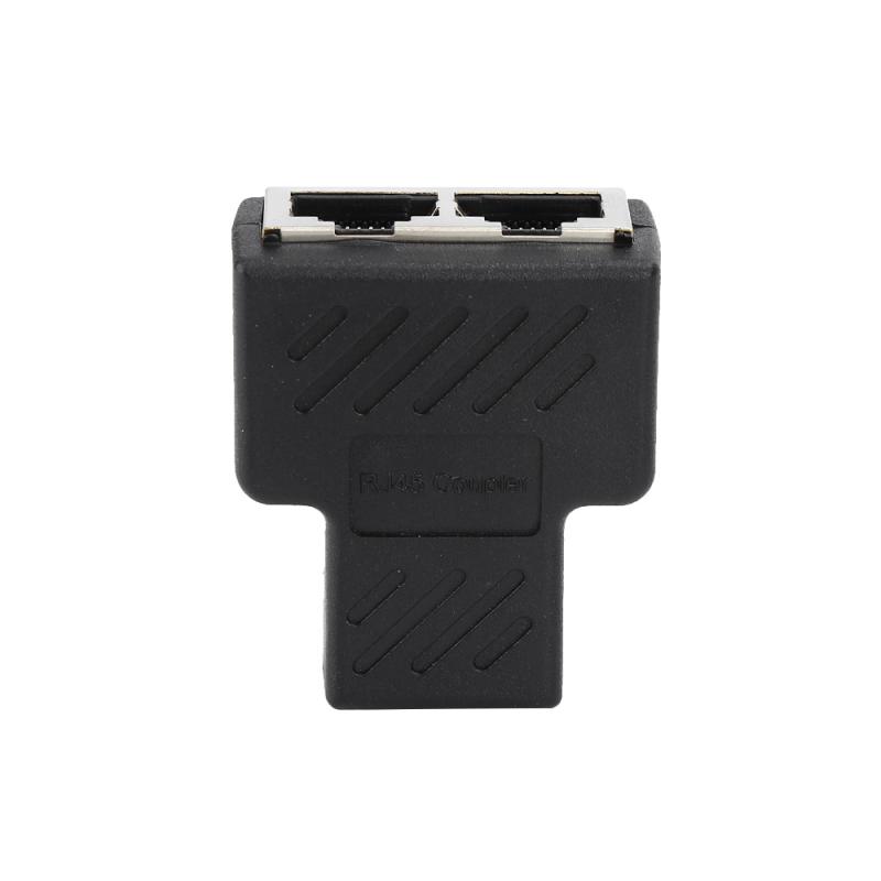 1pc Black Ethernet Adapter Lan Cable Extender Splitter For Internet Connection Cat5 RJ45 Splitter