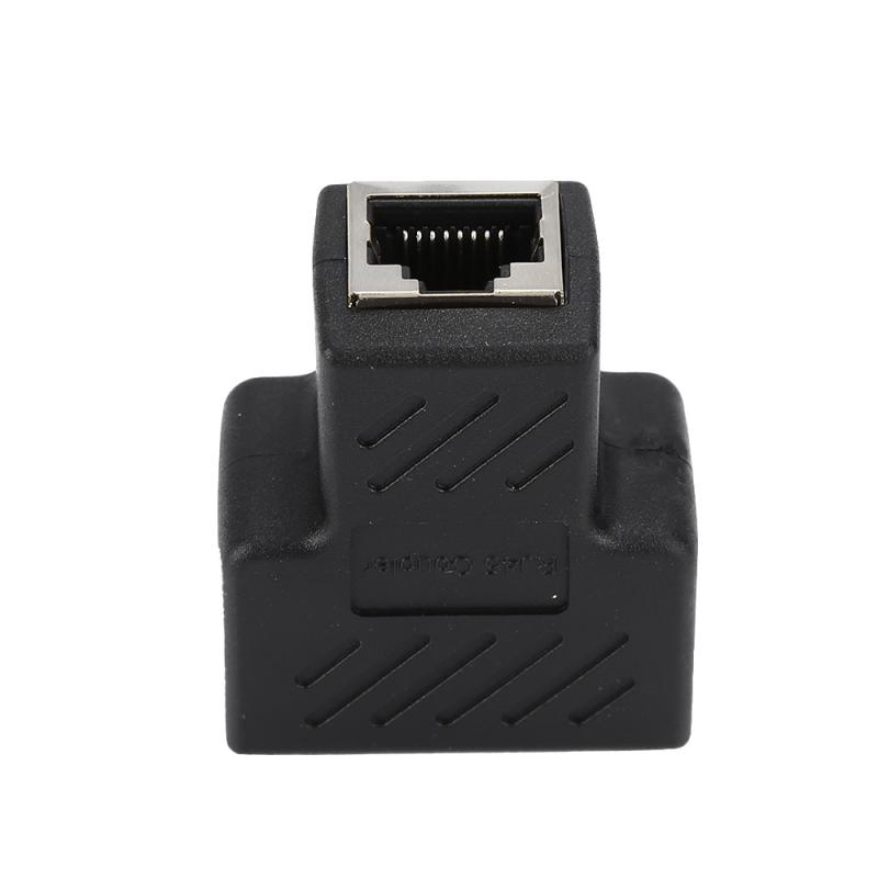 1pc Black Ethernet Adapter Lan Cable Extender Splitter For Internet Connection Cat5 RJ45 Splitter