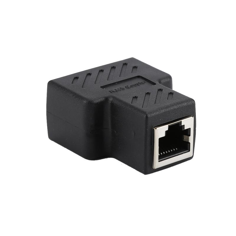 1pc Black Ethernet Adapter Lan Cable Extender Splitter For Internet Connection Cat5 RJ45 Splitter