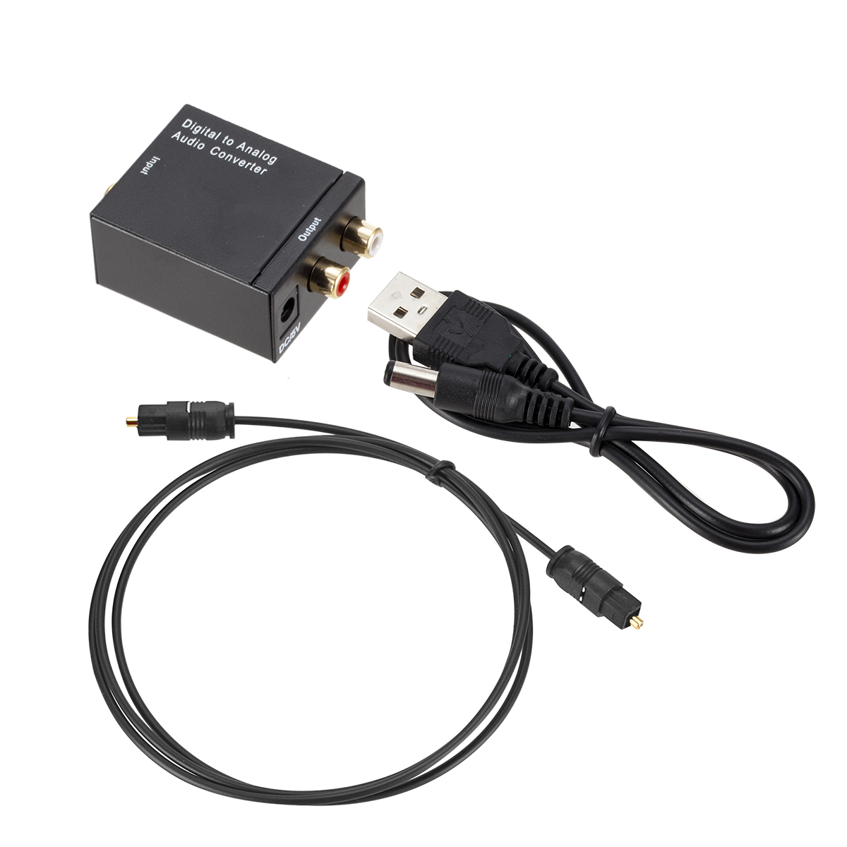 Digital to Analog Audio Converter Optical Fiber Toslink Coaxial Signal to RCA R/L Audio  cables