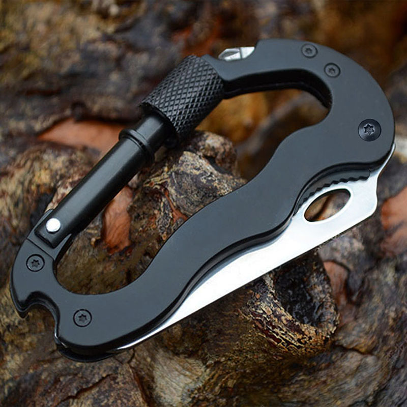 5 in 1 Multifunctional Portable Carabiner Buckle Lock Tactical Knife  Outdoor Sports Camping