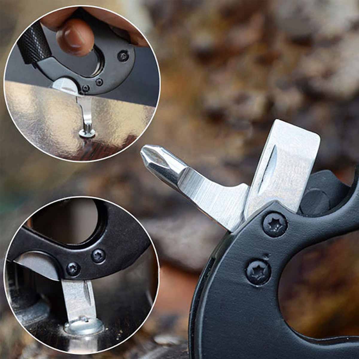 5 in 1 Multifunctional Portable Carabiner Buckle Lock Tactical Knife  Outdoor Sports Camping