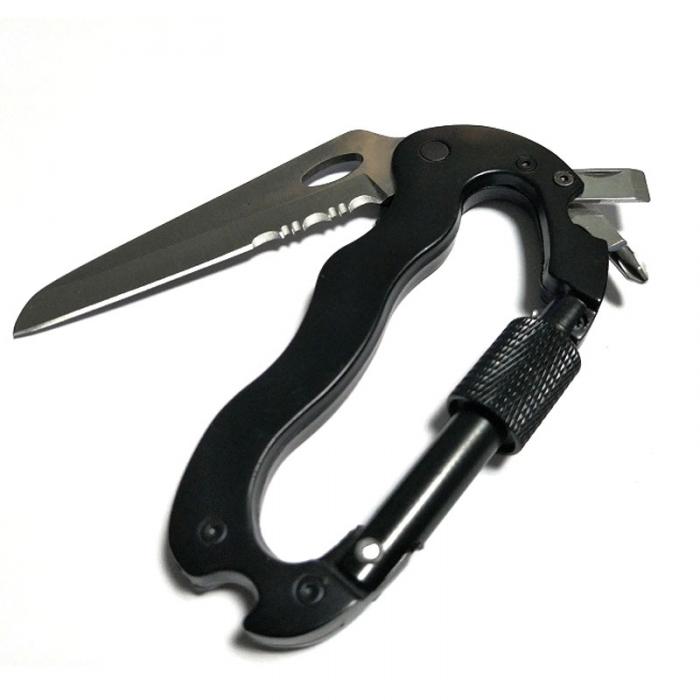 5 in 1 Multifunctional Portable Carabiner Buckle Lock Tactical Knife  Outdoor Sports Camping