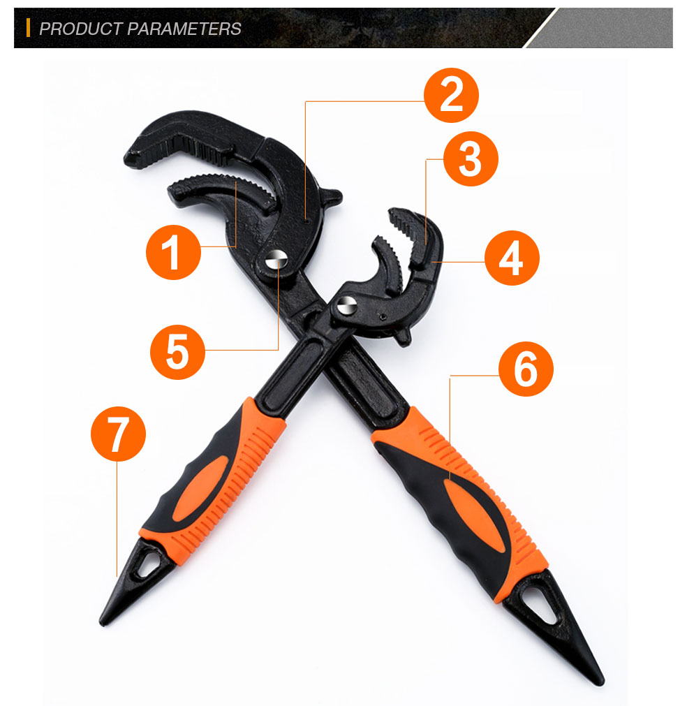 14-30 / 30-60mm Universal Key Pipe Wrench Open End Spanner Set High-carbon Steel Snap N Grip Tool