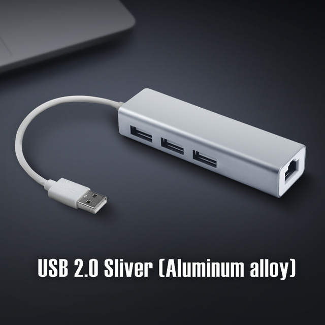 USB hub 2.0 3 ports to RJ45 10/100Mbps Lan Network USB Ethernet Adapter Splitter for Laptop